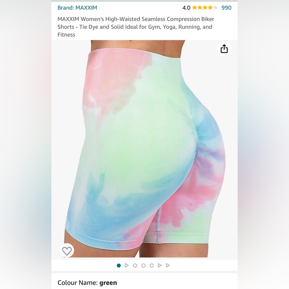 MAXXIM Women's High-Waisted Seamless Compression Shorts Tie Dye